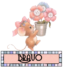 "Bravo" - Jolie petite souris au bouquet-dé à coudre...