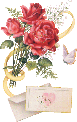 Bouquet de roses et courrier du coeur...