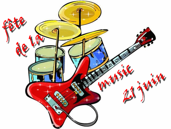 "Fête de la music. 21 juin" - Guitare électrique et batterie