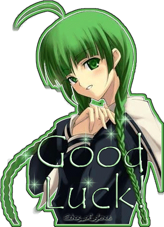 "Good luck!" - Personnage de manga aux cheveux verts...