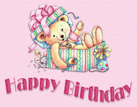 "Happy birthday" - Un ourson dans la boîte cadeau