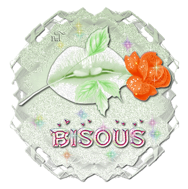 "Bisous" - Une rose orange entre les dents...