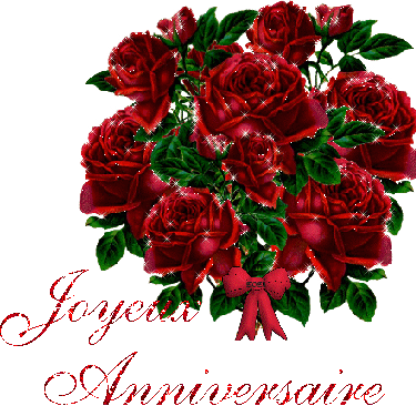 "Joyeux Anniversaire" - Bouquet de roses rouges...