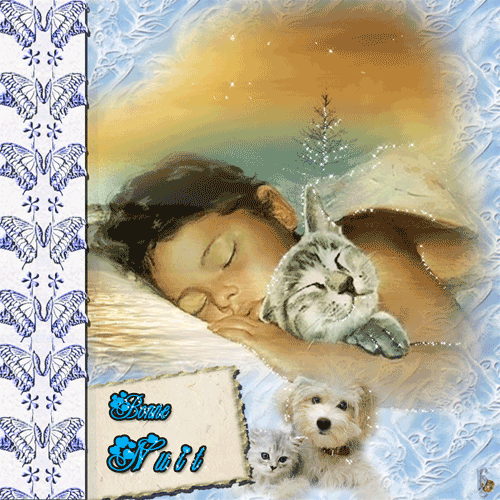 "Bonne nuit" - Enfant et son chat...