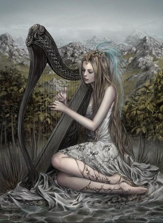 Jeune harpiste en pleine nature...
