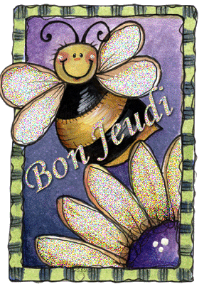 "Bon jeudi" - Petite abeille heureuse parmi les fleurs...