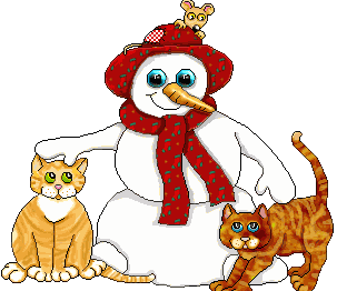 Les chats, le bonhomme de neige et la petite souris...