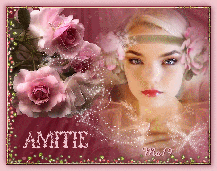 "Amitié" - Jeune femme des années folles et roses...