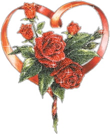 Joli coeur orné de roses rouges...