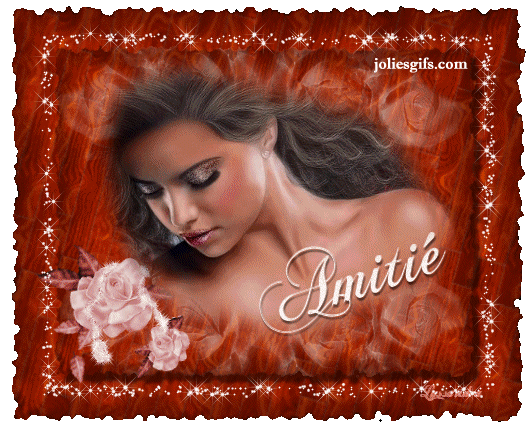 "Amitié" - Femme les cheveux au vent et roses...