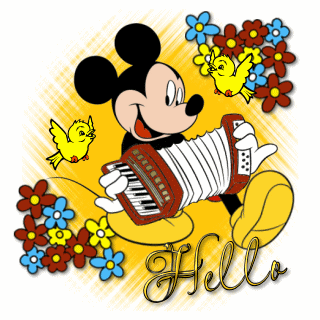 "Hello" - Mickey accordéoniste pour la joie des oiseaux