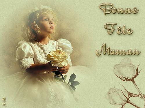 "Bonne Fête Maman" - Jolie fillette à la rose blanche...
