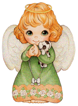 Joli petit angelot portant un petit chien...
