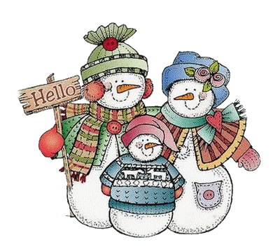 Petite famille Bonhomme de neige réunie pour un "Hello"...