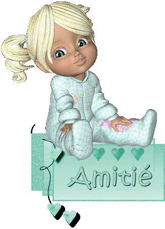 "Amitié" - Bébé: fillette blonde en dors-bien...