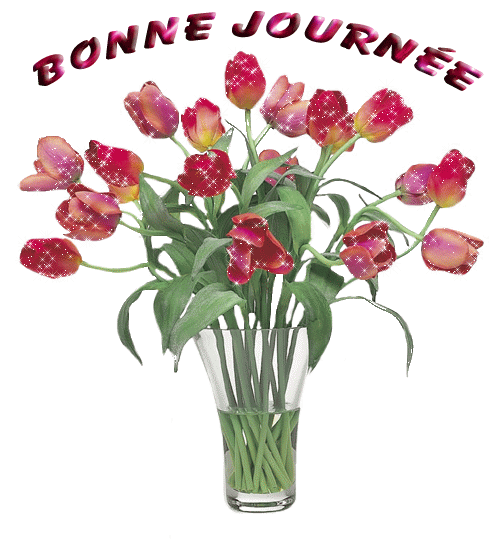 "Bonne journée" - Bouquet de tulipes...