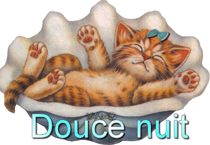 "Douce nuit" - Adorable chatte couchée dans un coquillage...