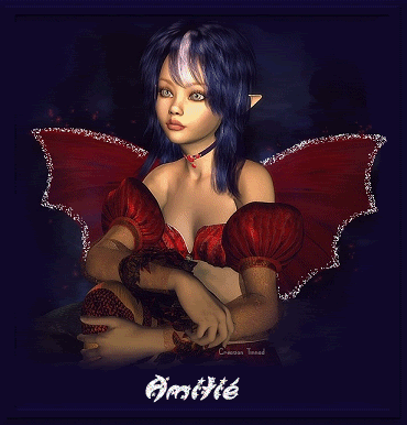 "Amitié" - Jolie elfe sur fond bleu nuit...