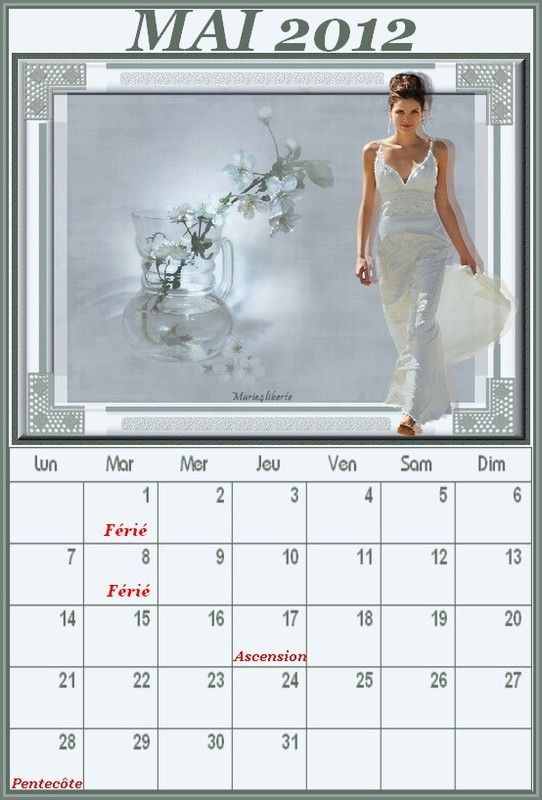 Superbe calendrier de MAI 2012 reçu de... MARYSE...