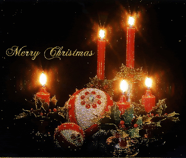 Bougies et boules de Noël "Merry Christmas"...