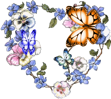 Papillons sur un coeur de fleurs...