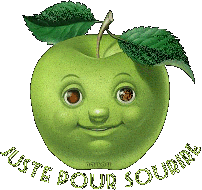 "Juste pour sourire" - Pomme verte faisant un clin d'oeil