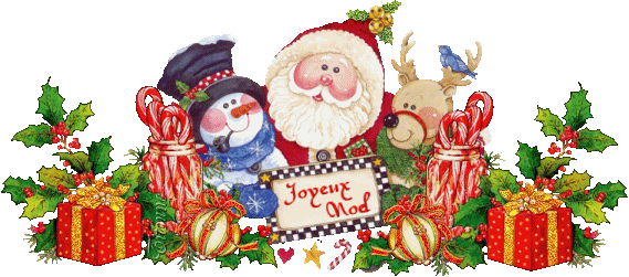 "Joyeux Noël" - Père-Noël, bonhomme de neige et renne...