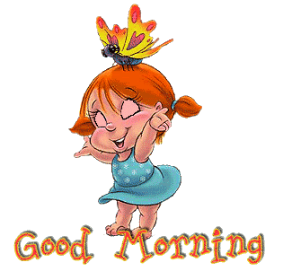 "Good morning" - Fillette, un papillon sur la tête...