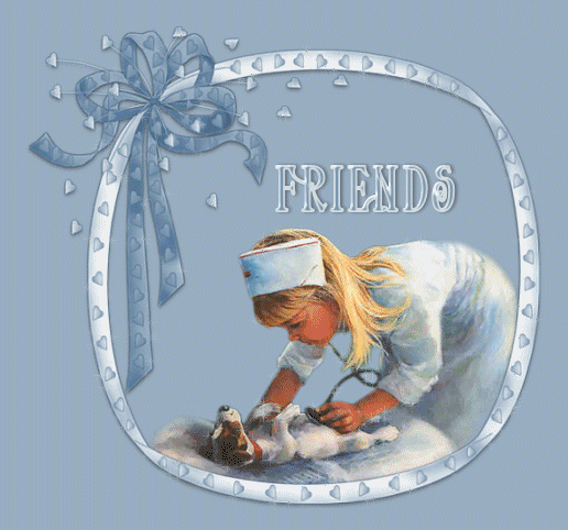 "Friends" - Chien et fillette qui joue au vétérinaire...