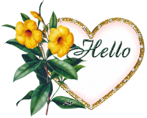 Coeur orné de jolies fleurs jaunes "Hello"...