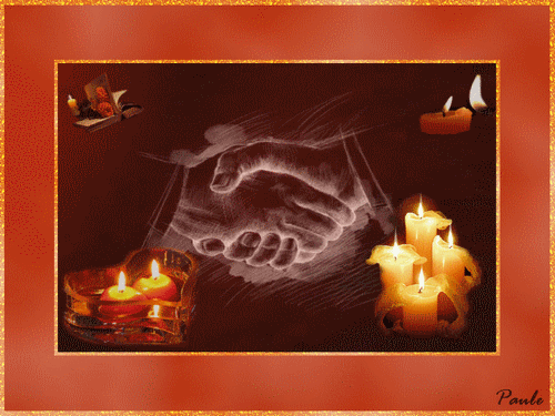 La Paix symbolisée par une poignée de mains et des bougies