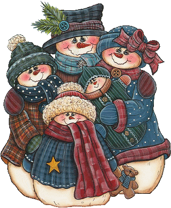 Une famille de bonshommes de neige au grand complet