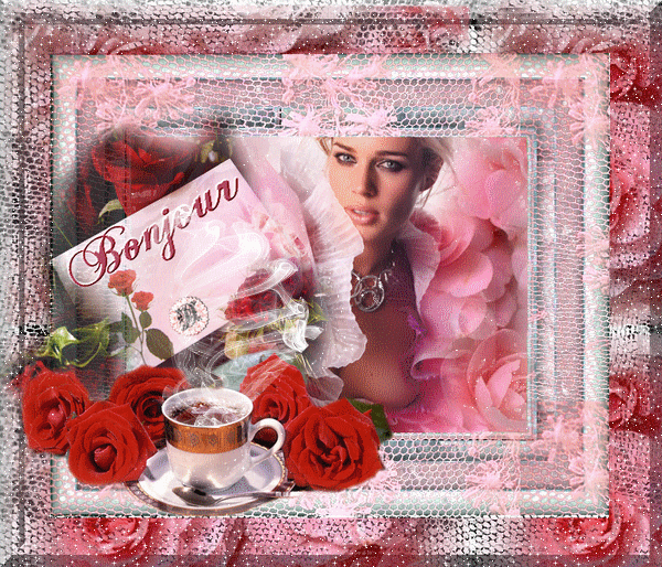 "Bonjour" - Entre roses et petit café...