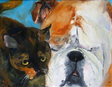 Le Bull et le chat - Peinture de DEBORAH SPRAGUE...