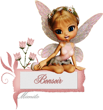 "Bonsoir" - Jolie petite elfe rose et fleurs...