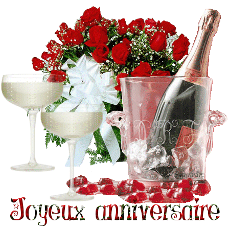 "Joyeux Anniversaire" - Champagne et roses...