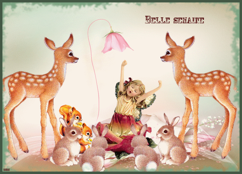 "Belle semaine" - Jeune elfe s'éveillant parmi les animaux
