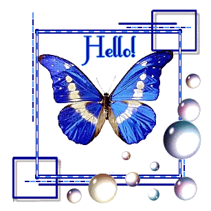"Hello!" - Joli papillon bleu et billes...
