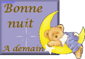"Bonne nuit. A demain" - Petit ours endormi sur la lune...