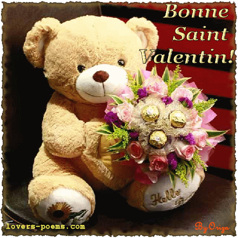 "Bonne Saint-Valentin!" - Ours, roses et chocolats...