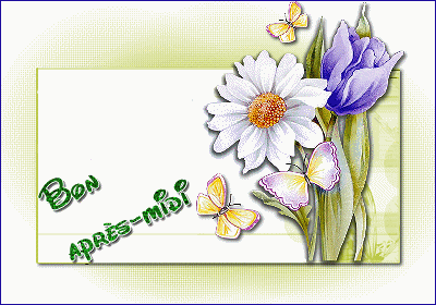 "Bon après-midi" - Marguerite, tulipe et papillons...