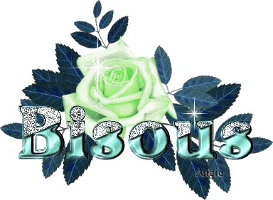 "Bisous" - Rose et feuillage...