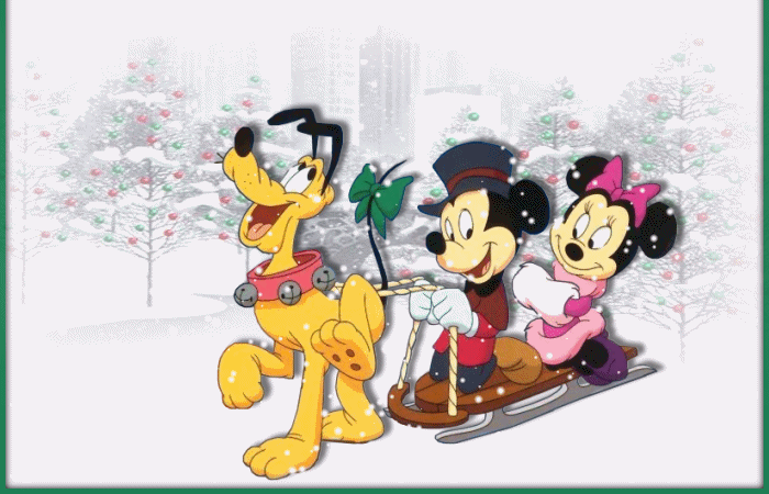 Partie de luge pour Mickey, Minnie et Pluto...