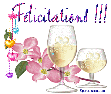 "Félicitations!!!" - Verres et fleurs...