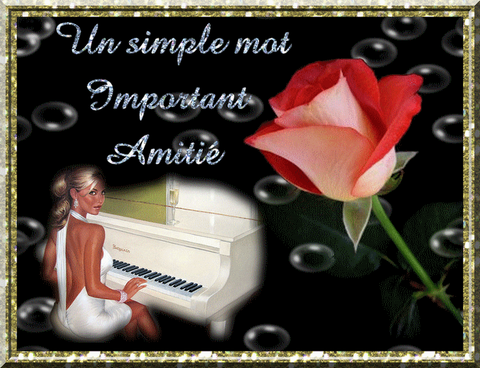 "Un simple mot important Amitié - Rose et piano...