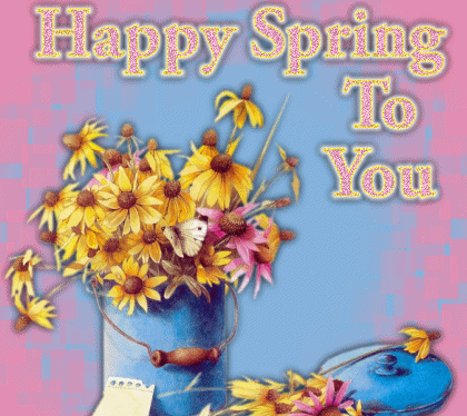 "Happy Spring to You" - Marguerites jaunes et rouges
