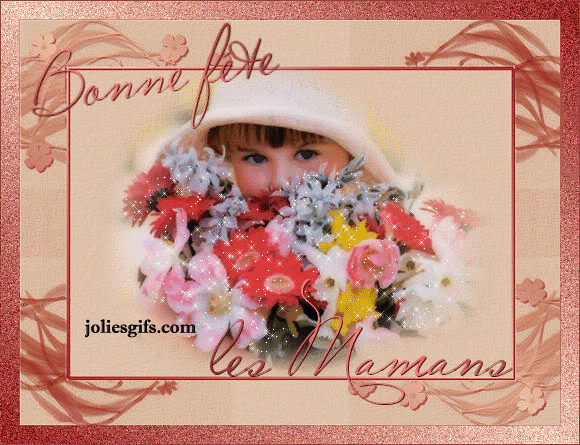 "Bonne Fête les Mamans" - Enfant derrière son gros bouquet