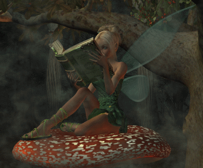 Petite elfe s'adonnant à la lecture dans la brume...