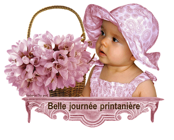 Bouquet rose et adorable bébé "Belle journée printanière"