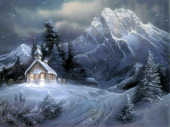 Joli paysage de montagne sous la neige chez KRYSTAL...